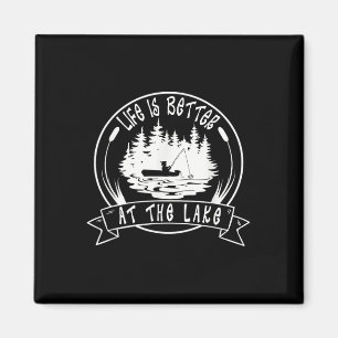 Das Leben ist besser am See, lustige Sprüche Fisch Magnet