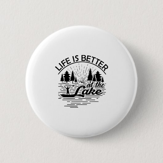 Das Leben ist besser am See Lustiger Bootsliebhabe Button (Vorderseite)