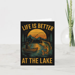 Das Leben ist besser am See – Vintage-Angeln Natur Karte