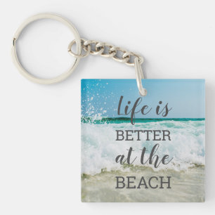 Das Leben ist besser am Strand Foto-Typografie Schlüsselanhänger