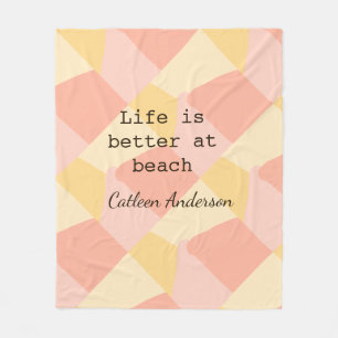 Das Leben ist besser am Strand gelb orange Boho ru Fleecedecke