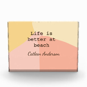 Das Leben ist besser am Strand gelb orange Boho ru Fotoblock