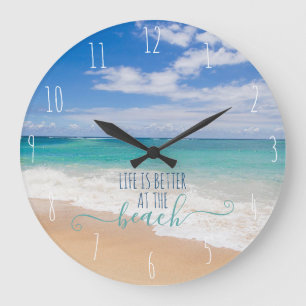 Das Leben ist besser am Strand Große Uhr