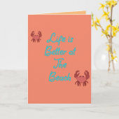 Das Leben ist besser am Strand Peach farbige Karte (Gelbe Blume)