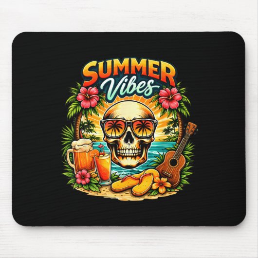 Das Leben ist besser am Strand Retro Palmen Mousepad (Vorne)