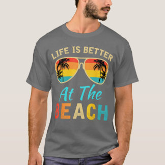 Das Leben ist besser am Strand Retro Palmen Sommer T-Shirt