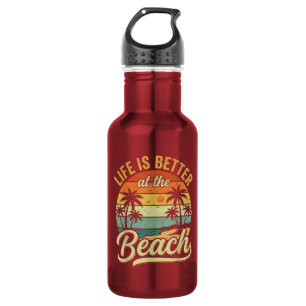 Das Leben ist besser am Strand Retro Sommerurlaub Edelstahlflasche