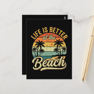 Das Leben ist besser am Strand Retro Sommerurlaub Postkarte