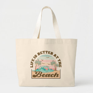 Das Leben ist besser am Strand Sommer Tropical Jumbo Stoffbeutel