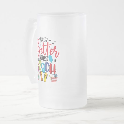 Das Leben ist besser am Strand - Spaß Sommerdesign Mattglas Bierglas (Vorderseite Links)