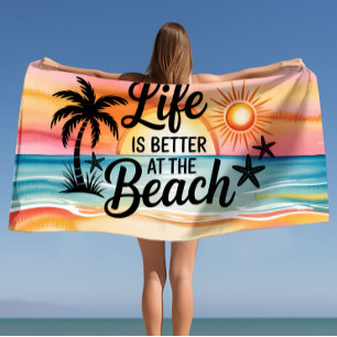 Das Leben ist besser am Strand Tropischer Sonnenun Strandtuch