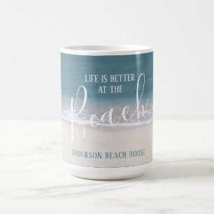 Das Leben ist besser am Strand   Wasser- und Sandf Kaffeetasse