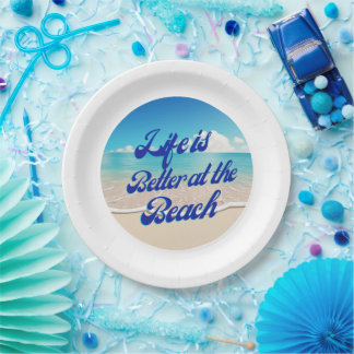 Das Leben ist besser an der Strand-Papierplatten Pappteller