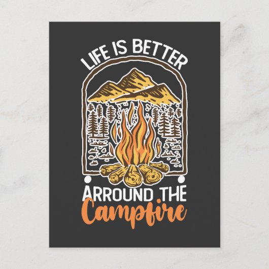 Das Leben ist besser auf Campfeuerreise Einladungspostkarte (Vorderseite)