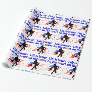 DAS LEBEN IST BESSER AUF DEM COURT USA-DESIGN GESCHENKPAPIER