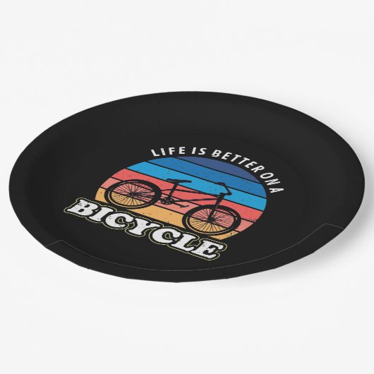 Das Leben ist besser auf dem Fahrrad Pappteller (Schrägansicht)
