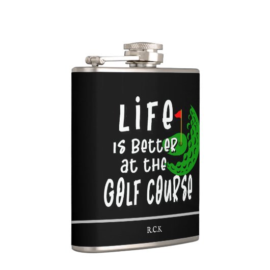 "Das Leben ist besser auf dem Golfplatz" Funny Gol Flachmann (Rechts)