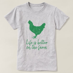 Das Leben ist besser auf dem grünen Hühnerlogo des T-Shirt