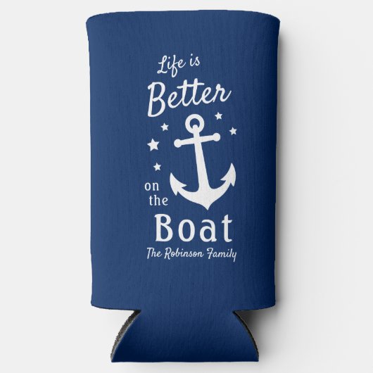 Das Leben ist besser auf dem Schiff Nautic Familie Selters Dosenkühler (Vorderseite)