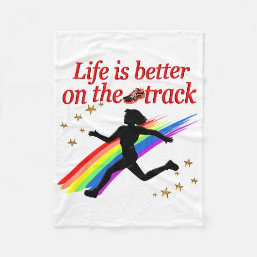 DAS LEBEN IST BESSER AUF DEM TRACK-RUNNER-DESIGN FLEECEDECKE (Vorderseite)