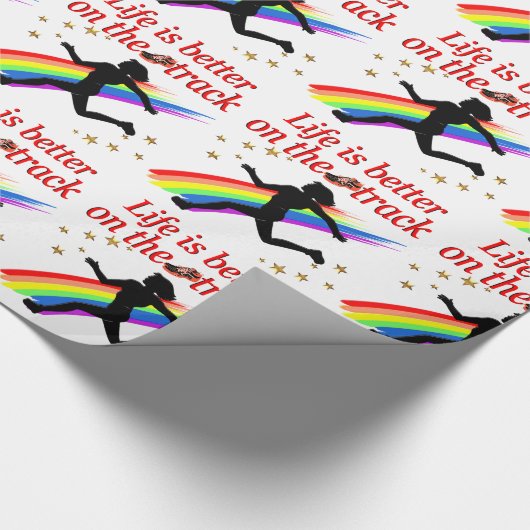 DAS LEBEN IST BESSER AUF DEM TRACK-RUNNER-DESIGN GESCHENKPAPIER (Ecke)