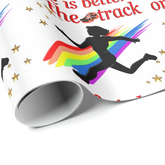 DAS LEBEN IST BESSER AUF DEM TRACK-RUNNER-DESIGN GESCHENKPAPIER (Rolleneckpunkt)