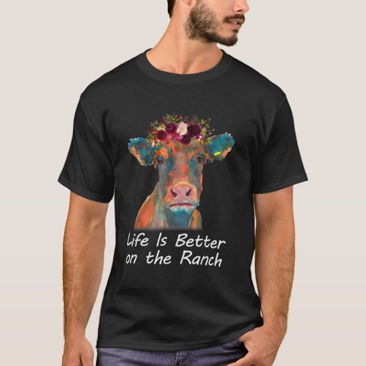 Das Leben ist besser auf der Ranch Funny Floral He T-Shirt (Vorderseite)
