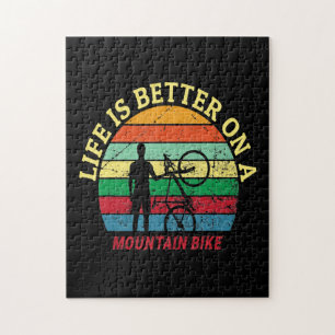 Das Leben ist besser auf einem Mountainbike Vintag Puzzle