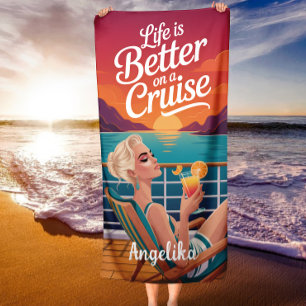 Das Leben ist besser auf einer Kreuzfahrt Retro-So Strandtuch