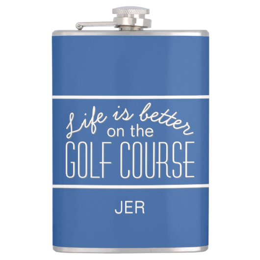 Das Leben ist besser auf Golfkurs Zitat Mit Monogr Flachmann (Vorderseite)