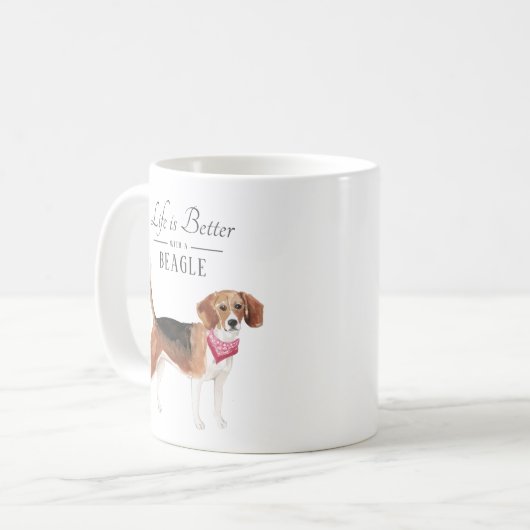 Das Leben ist besser Beagle Kaffeetasse (Vorderseite Links)