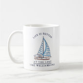 Das Leben ist besser bei der Blue Sailboat Family Kaffeetasse (Links)