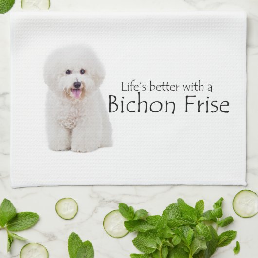 Das Leben ist besser Bichon Küchentuch (Gefaltet)