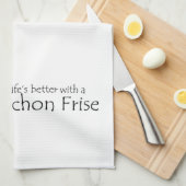 Das Leben ist besser Bichon Küchentuch (Viertel Falte)