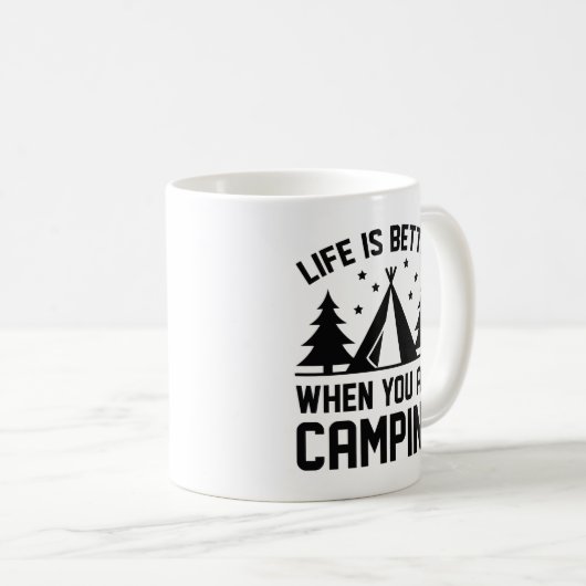 Das Leben ist besser Camping Kaffeetasse (VorderseiteRechts)