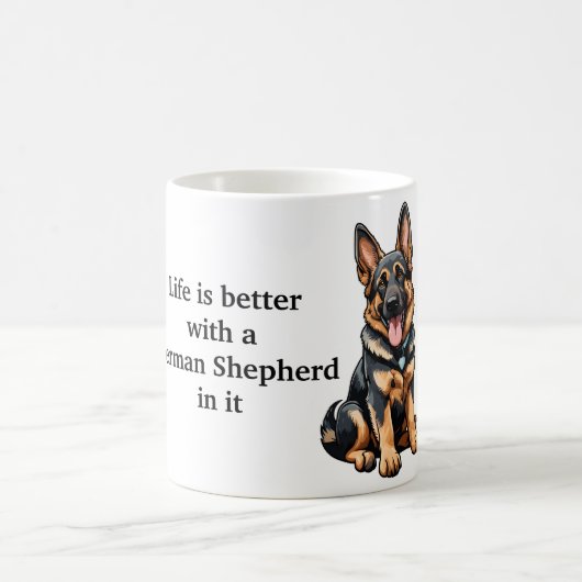 Das Leben ist besser deutscher Hirte Kaffeetasse (Mittel)