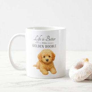 Das Leben ist besser goldener Doodle Kaffeetasse
