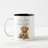 Das Leben ist besser goldener Doodle Zweifarbige Tasse (Links)