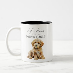 Das Leben ist besser goldener Doodle Zweifarbige Tasse