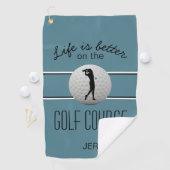 Das Leben ist besser Golf Mit Monogramm Türkis Sch Golfhandtuch (Insitu)