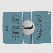 Das Leben ist besser Golf Mit Monogramm Türkis Sch Golfhandtuch (Horizontal)