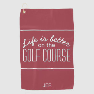 Das Leben ist besser Golf Quote Typografie Dunkelr Golfhandtuch