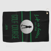 Das Leben ist besser Golfer Mit Monogramm Schwarz  Golfhandtuch (Horizontal)