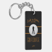 Das Leben ist besser Golfer Monogram Schwarz Orang Schlüsselanhänger (Vorderseite links)