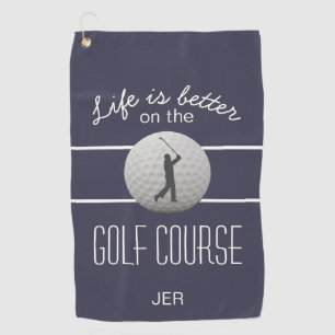 Das Leben ist besser Golfquote Initialen Blue Golfhandtuch