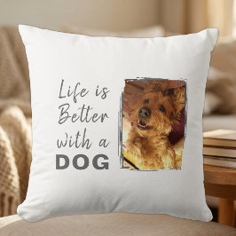 Das Leben ist besser Hund 2 Foto Name weiß grau Kissen