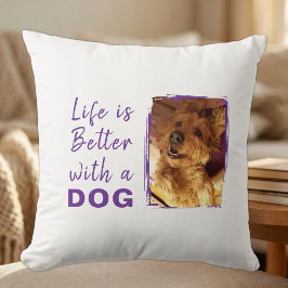 Das Leben ist besser Hund 2 Foto Name weiß lila Kissen
