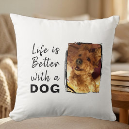 Das Leben ist besser Hund 2 Foto Name weiß schwarz Kissen