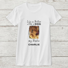 Das Leben ist besser Hund Foto Name schwarz T-Shirt