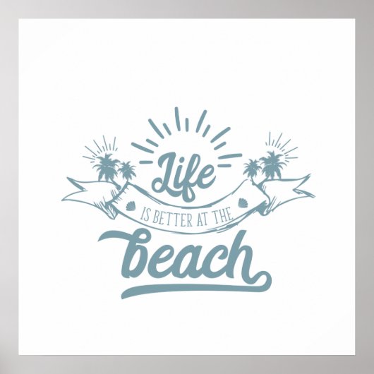 Das Leben ist besser im Beach Word Art Poster (Vorne)